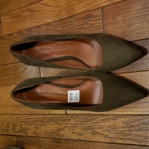 Christian Siriano Army Green Suade Pumps, 6 1/2